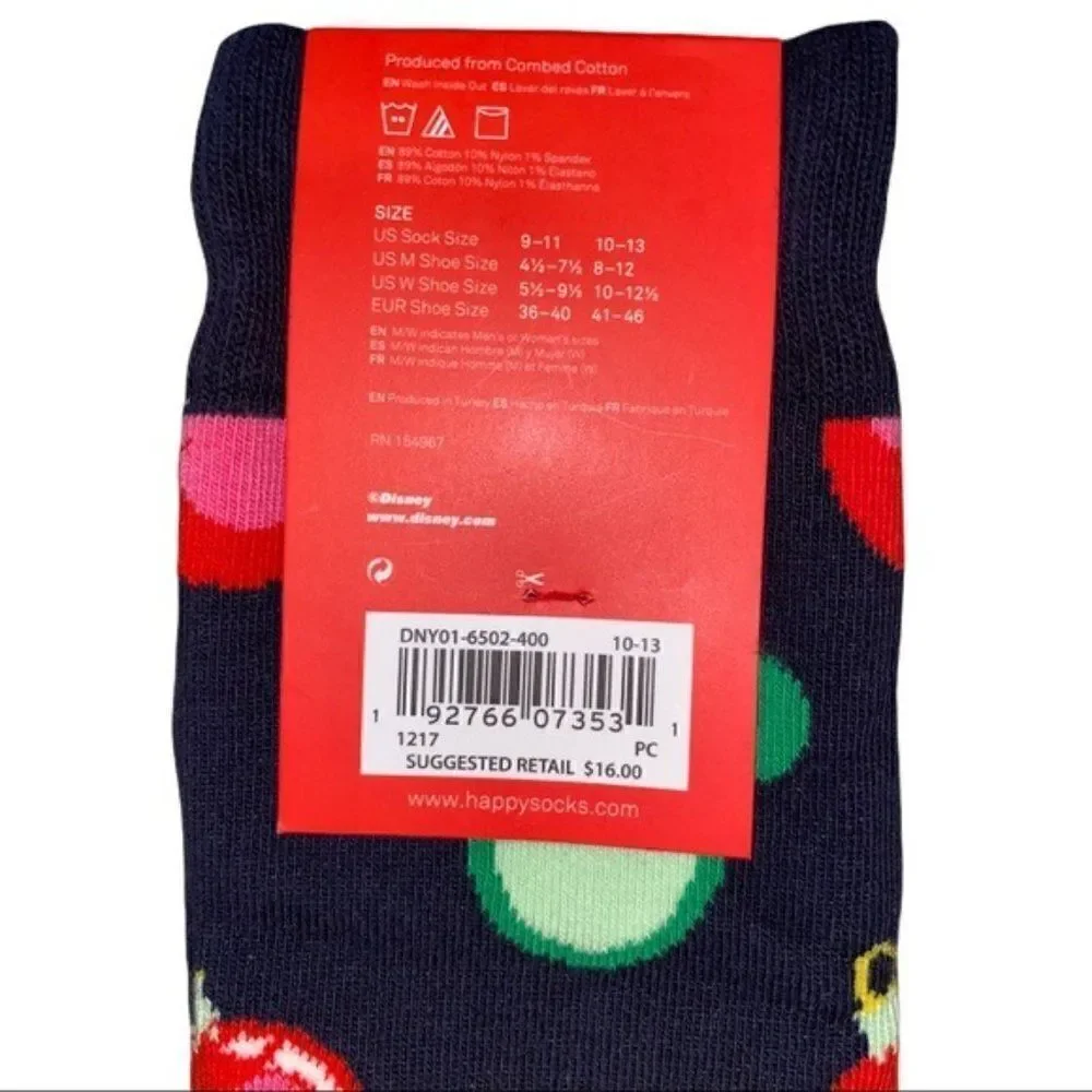 Happy Socks Disney Navy Baublelicious Mickey Unisex Holiday Socks Size 10-13 NWT